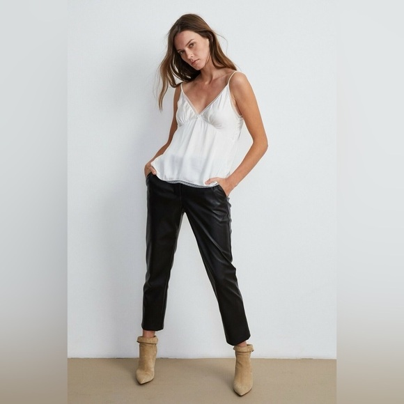 VELVET By Graham & Spencer Hydie Vegan Leather Pant Trousers Black - Picture 2 of 8